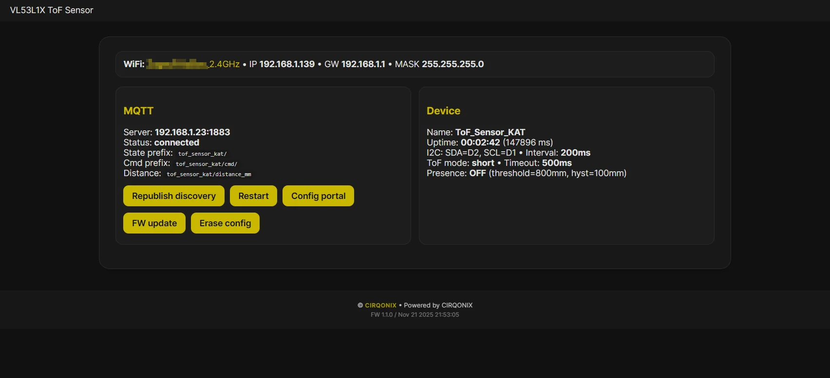 ToF sensor integration
